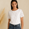 Blouse manche courte broderie anglaise