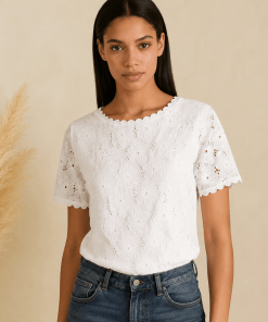 Blouse manche courte broderie anglaise